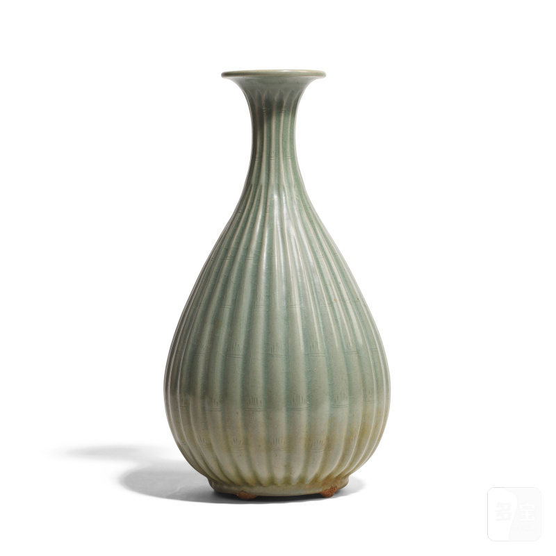 高麗王朝或更晚 青釉瓶 | VASE À CANNELURES À GLAÇURE CÉLADON Dynastie Goryeo ou postérieur - 图5